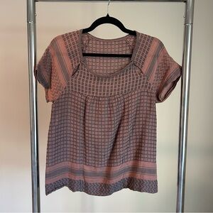 Isabel Marant Etoile Patterned Top Size S/M Woven Cotton in Mauve and Brown